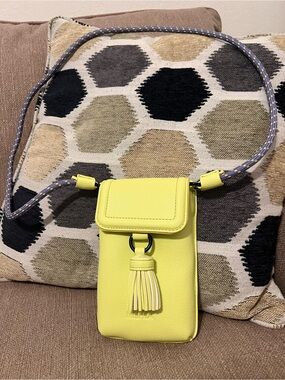 Mishka Argentina Lime Green Phone Crossbody Bag with Tassel - Great Condition